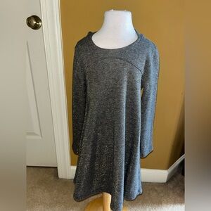 Old Navy Sparkly Gray Long Sleeve Hooded Dress Sz 5T